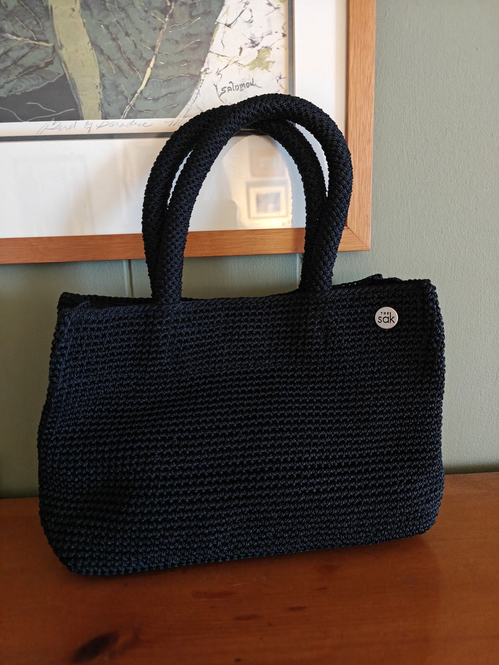 The Sak Black Crochet Tote Bag